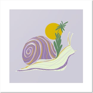 Snail and the sun - lilac and green Posters and Art